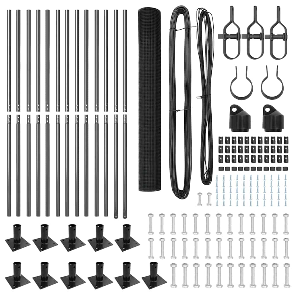 vidaXL Φράκτης από Καλώδιο Σωμένος με 13 Φλάντζες Γκρι 0.8x25 μ Ατσάλι