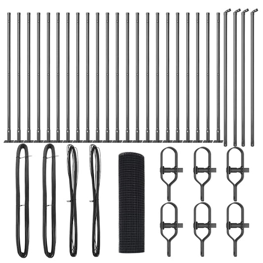 vidaXL Περίφραξη με 13 φλαντζωτές κολώνες Γκρι 1x50 μ. Ατσάλι