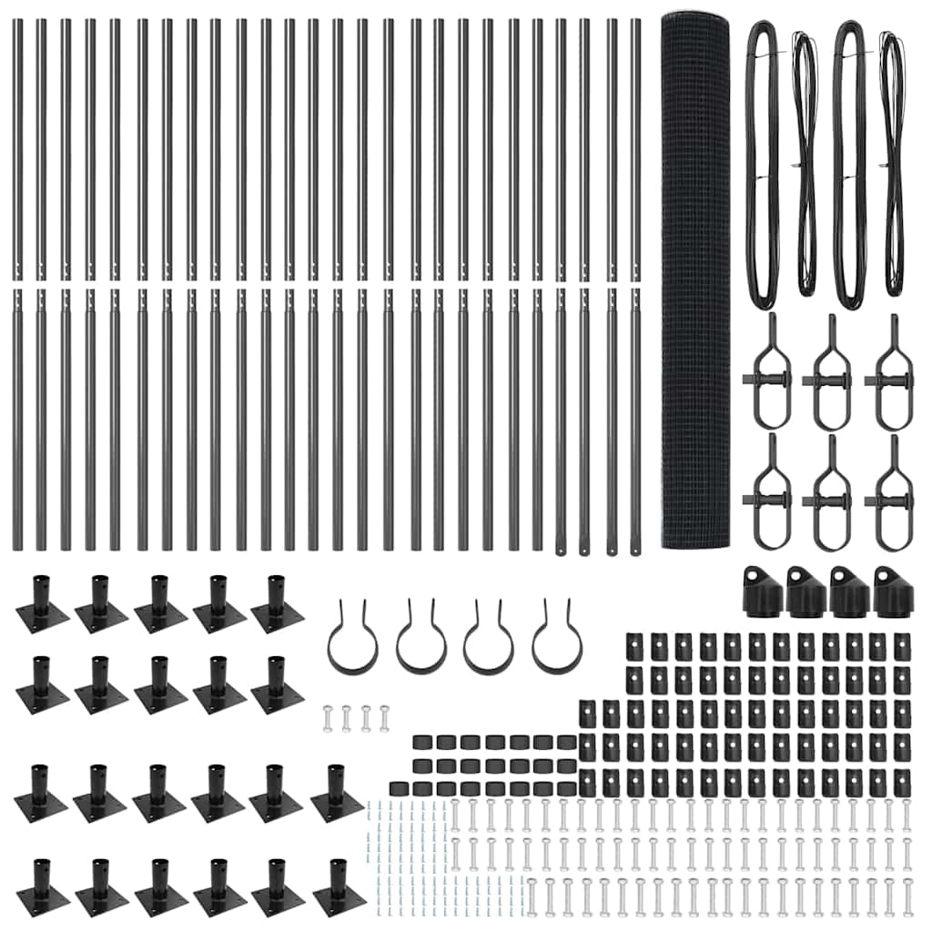 vidaXL Συγκολλητός Φράχτης με 13 Πόλους με Παγίδες Γκρι 1.2x50 m Ατσάλι