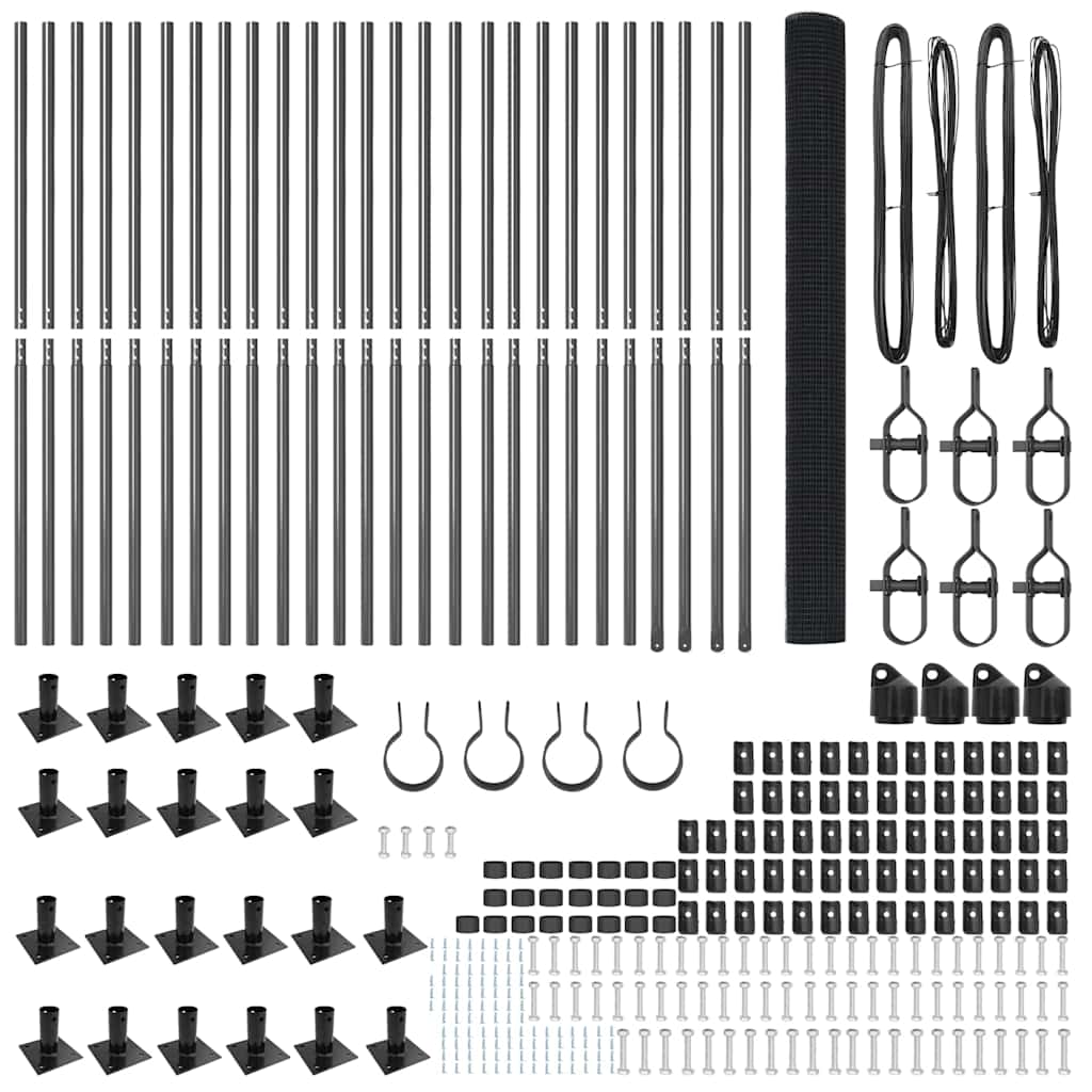 vidaXL Φράχτης με 13 Φούσκες Στηρίξεων Γκρι 1.4x50 μ Ατσάλι