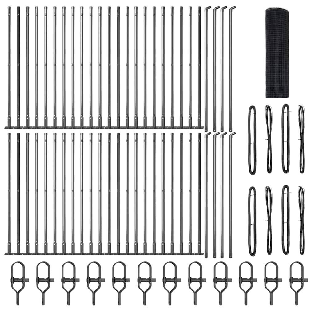 vidaXL Welded Wire Fence με 13 Στήλες Γκρι 0.4x100 μ Μέταλλο