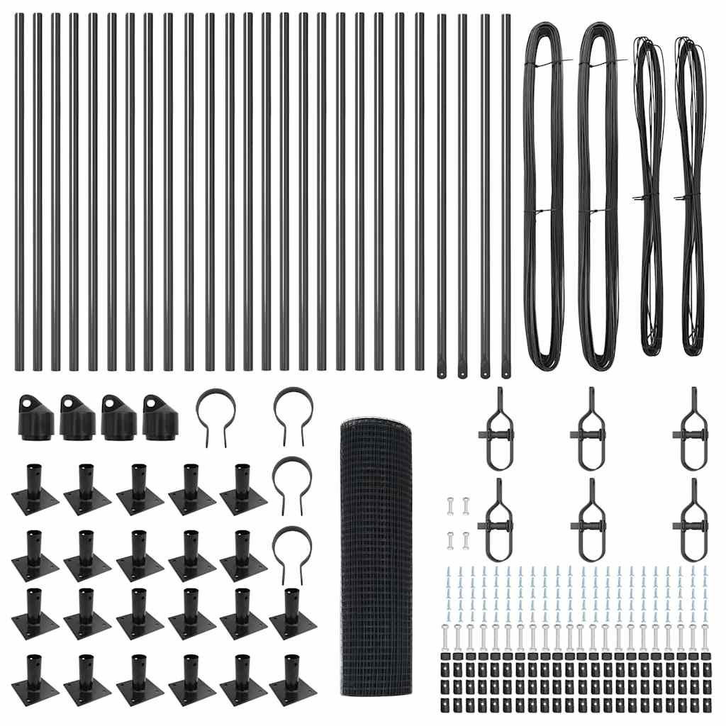 vidaXL Γαλβανισμένος Συρμάτινος Φράκτης με 13 Στήλες Εξακρίβωσης Γκρι 0.8x100 μ Χάλυβα