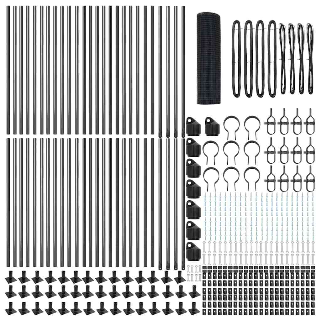 vidaXL Συρματόπλεγμα Φράχτη με 13 Στηρίγματα Γκρι 1x100 μ Χάλυβας