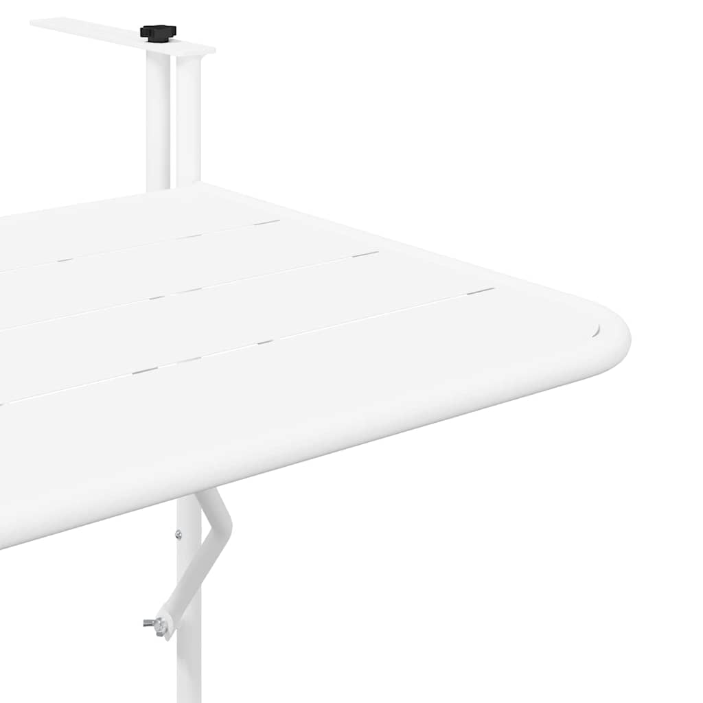 vidaXL Κρεμαστός Τραπέζι Μπαλκονιού Λευκό 60 x 39 x 65 εκ. Ατσάλι