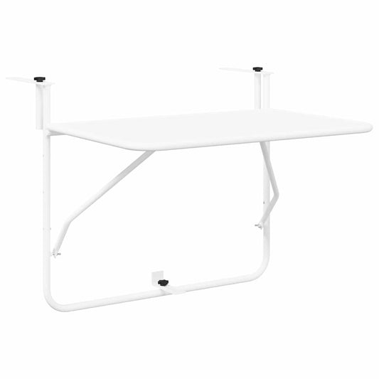 vidaXL Κρεμαστός Τραπέζι Μπαλκονιού Λευκό 60 x 39 x 65 εκ. Ατσάλι