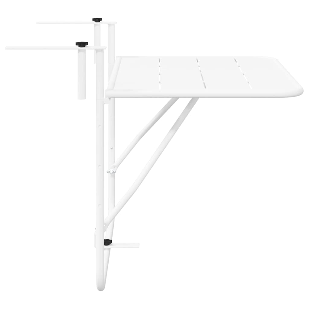 vidaXL Κρεμαστός Τραπέζι Μπαλκονιού Λευκό 60 x 39 x 65 εκ. Ατσάλι