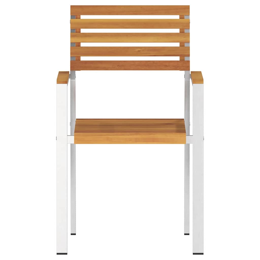 vidaXL Σωρούμενες Καρέκλες Κήπου 2 τεμάχια Σαρούμι Ακακίας & Ανοξείδωτο Ατσάλι