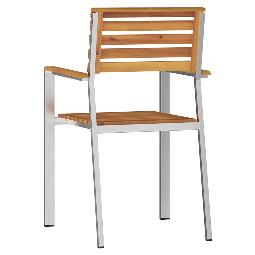 vidaXL Στοίβες Κήπου Καρέκλες 4 τεμάχια Μασίφ Ξύλο Ακακίας & Ανοξείδωτο Χάλυβα