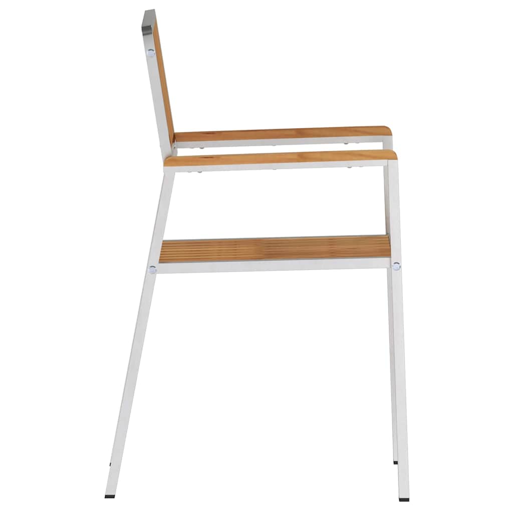 vidaXL Στοίβαγμα Κήπου Καρέκλες 2 τεμ Μασίφ Ξύλο Teak & Ανοξείδωτο Ατσάλι
