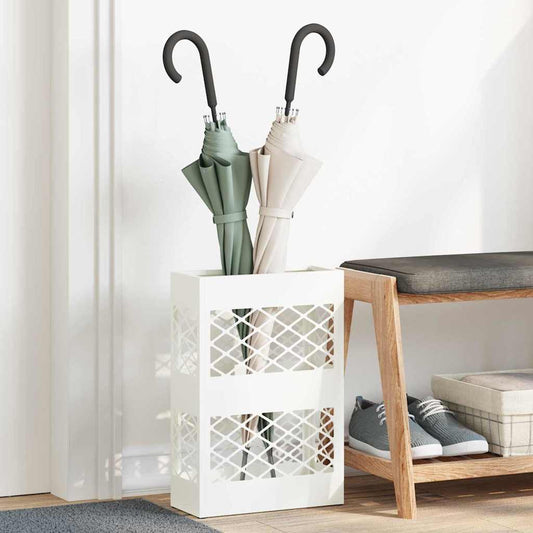 vidaXL Βάση ομπρέλας βροχής Λευκό 28 x 12 x 41 εκ Ατσάλι