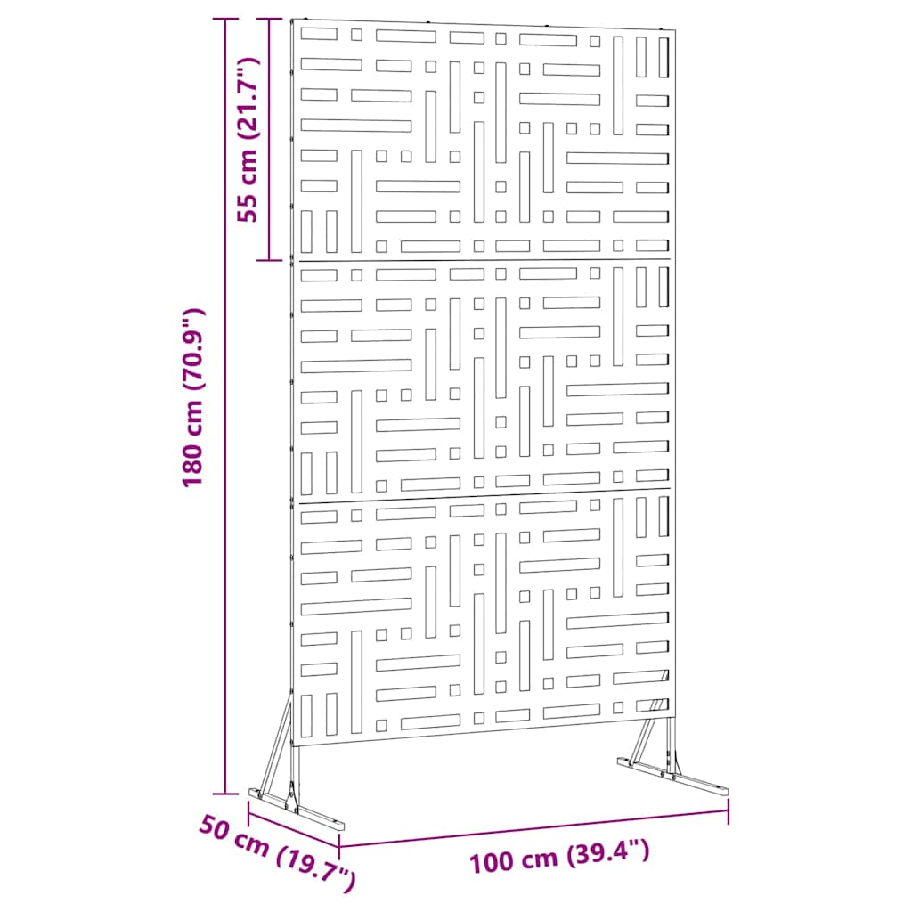 vidaXL Οθόνη Ιδιωτικότητας Μαύρο 100 x 50 x 180 εκ. Ατσάλι