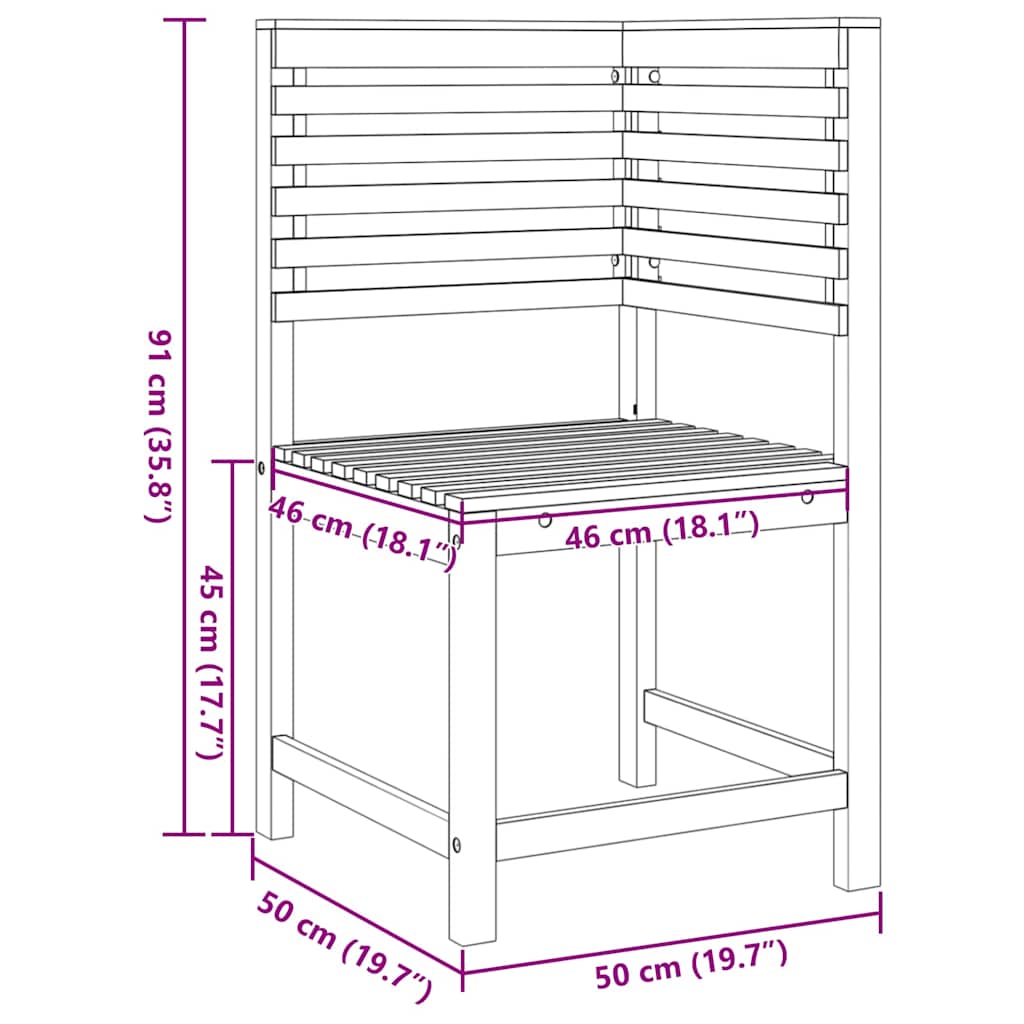 vidaXL Καρέκλα Κήπου Καφέ 50 x 50 x 91 εκ. Μασίφ ξύλο ακακίας