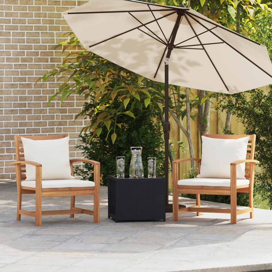 vidaXL Καρέκλα 2 pcs Καφέ και Κρέμα 65 x 60 x 76,5 εκ Στερεό Ξύλο Τίκ