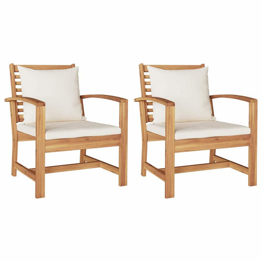 vidaXL Καρέκλες Κήπου 2 pcs Φυσικό 60 x 65 x 76.5 εκ Μασίφ ξύλο teak