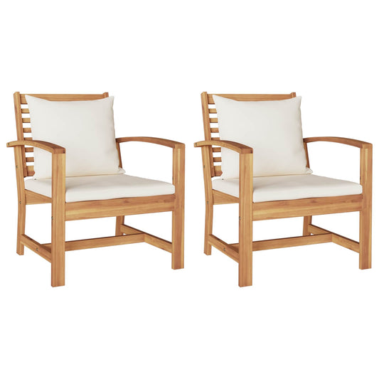 vidaXL Καρέκλα 2 pcs Καφέ και Κρέμα 65 x 60 x 76,5 εκ Στερεό Ξύλο Τίκ
