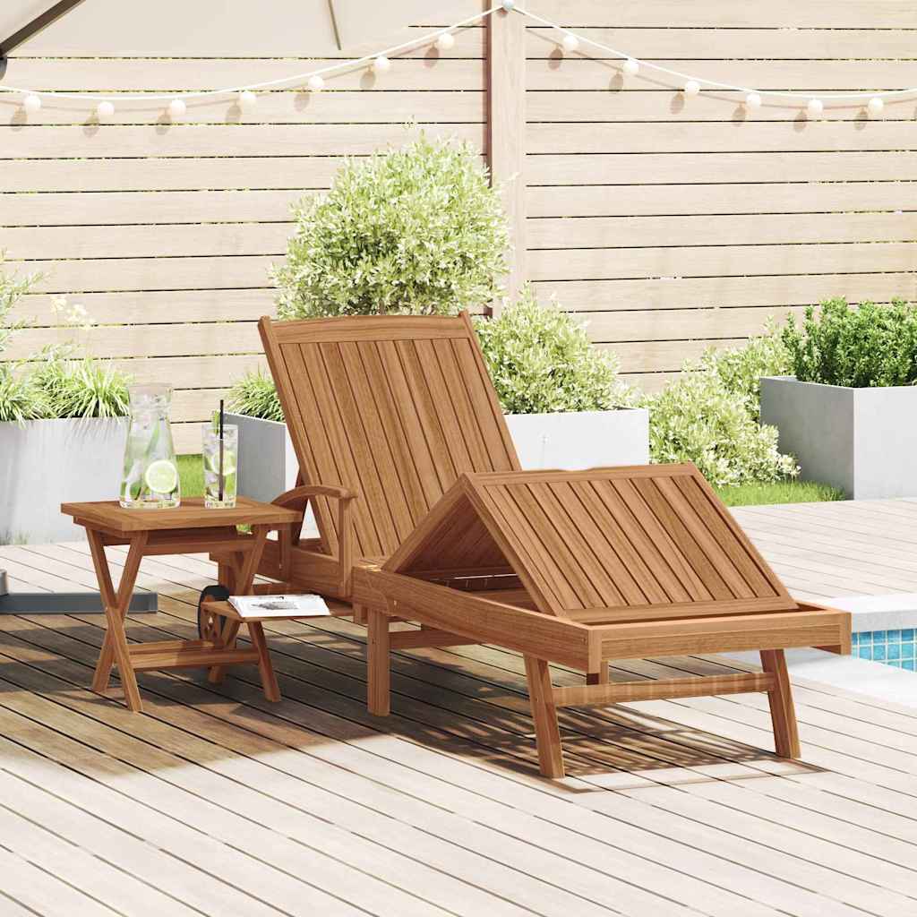 vidaXL Ξαπλώστρα με μαξιλάρι 1-πρόσωπο 2 pcs Καφέ Στερεό Ξύλο Τίκ