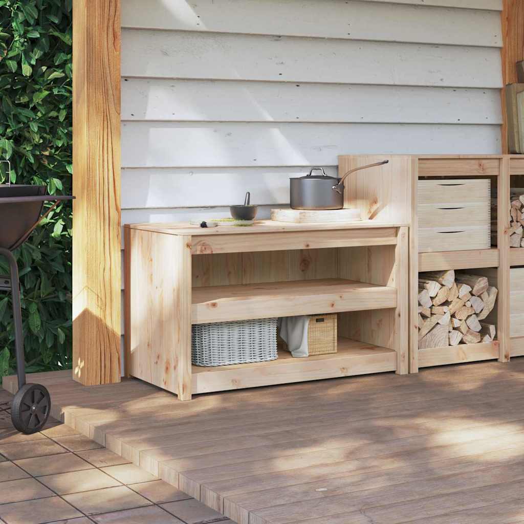 vidaXL Ντουλάπα Κουζίνας Καφέ 106 x 55 x 64 cm Μασίφ ξύλο πεύκου