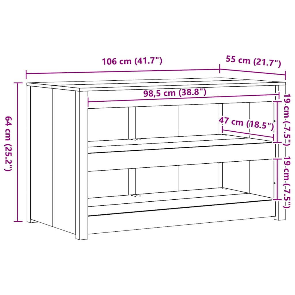 vidaXL Ντουλάπα Κουζίνας Λευκό 106 x 55 x 64 cm Μασίφ ξύλο πεύκου