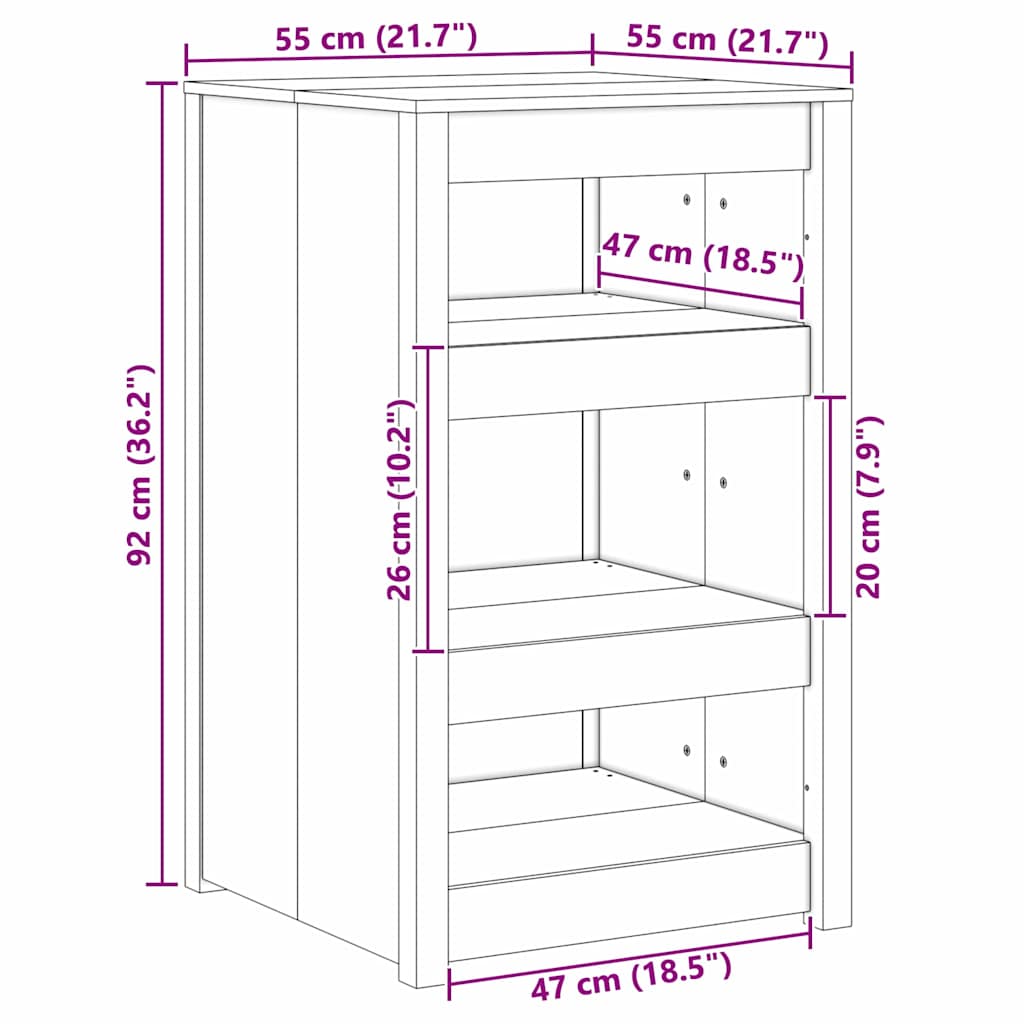 vidaXL Ντουλάπα Κουζίνας Καφέ 55 x 55 x 92 cm Μασίφ ξύλο πεύκου