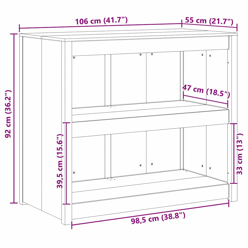 vidaXL Ντουλάπα Κουζίνας Καφέ 106 x 55 x 92 cm Μασίφ ξύλο πεύκου