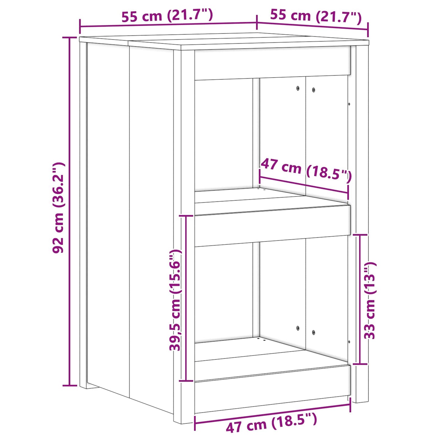 vidaXL Ντουλάπα Κουζίνας με ράφι MEPPEL Καφέ δρυς 55 x 55 x 92 cm