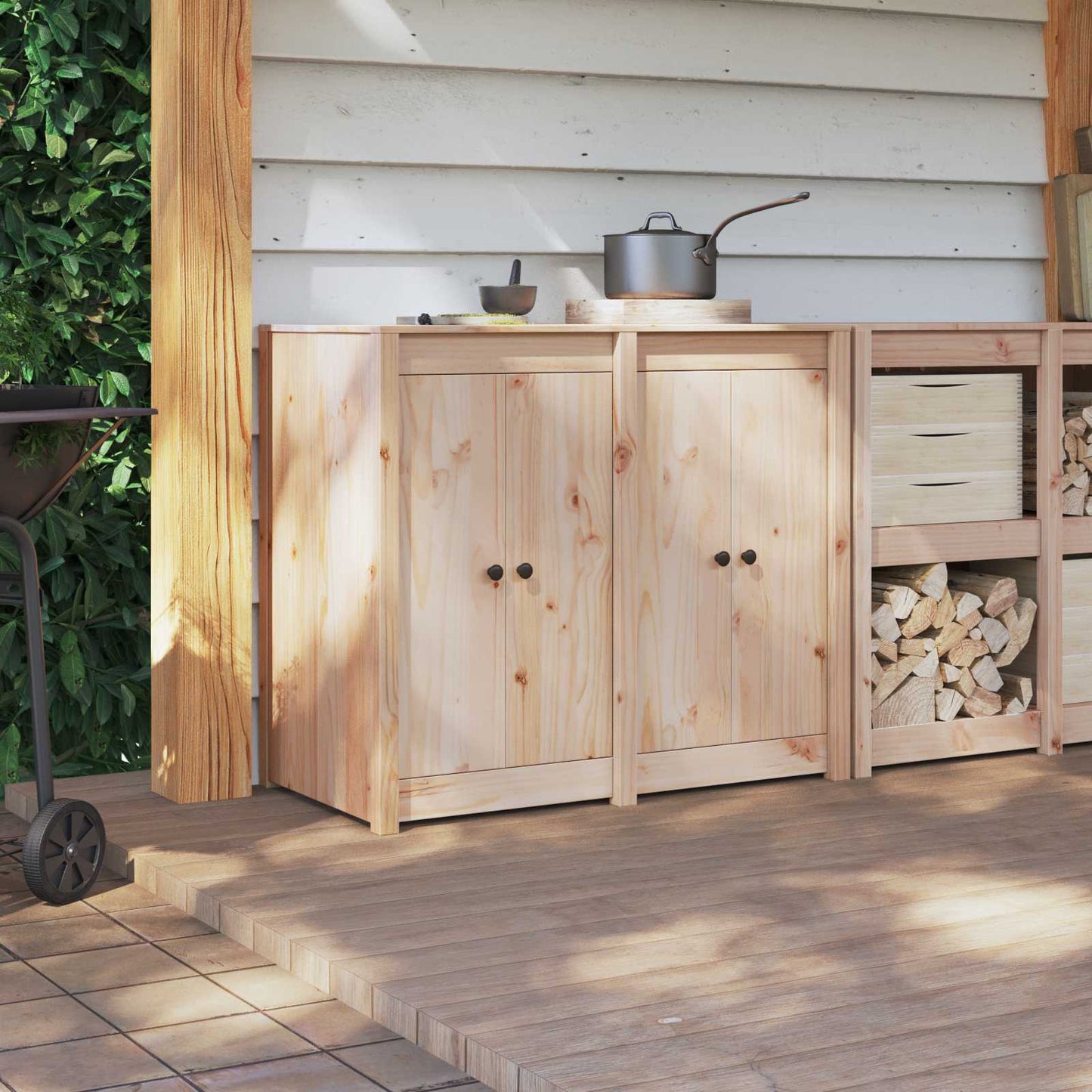 vidaXL Πόρτα κουζίνας 2 pcs Κρεμ 50 x 9 x 82 εκ Μασίφ ξύλο πεύκου