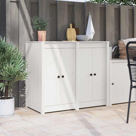 vidaXL Πόρτα κουζίνας 2 pcs Λευκό 50 x 9 x 82 εκ Μασίφ ξύλο πεύκου