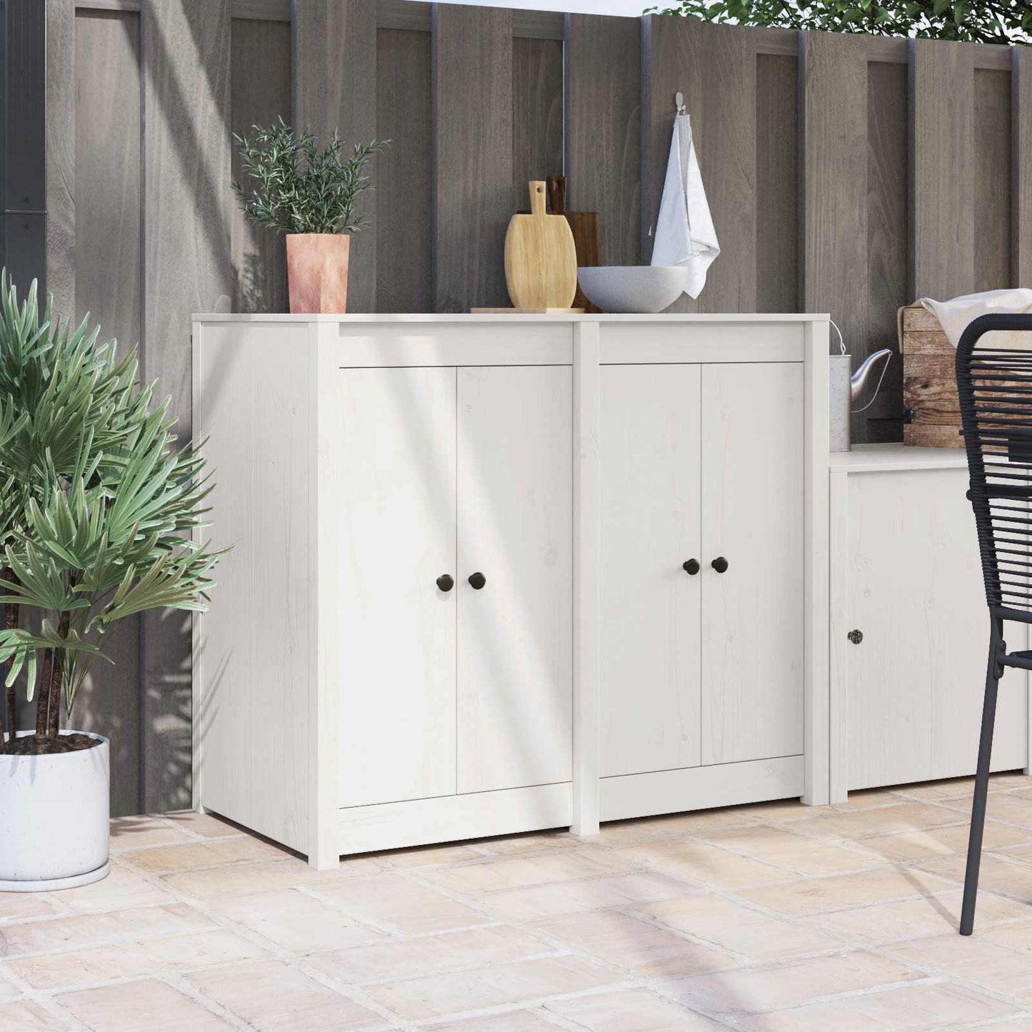 vidaXL Πόρτα κουζίνας 2 pcs Λευκό 50 x 9 x 82 εκ Μασίφ ξύλο πεύκου