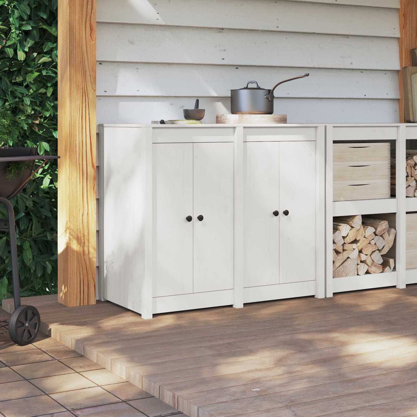 vidaXL Πόρτα κουζίνας 2 pcs Λευκό 50 x 9 x 82 εκ Μασίφ ξύλο πεύκου