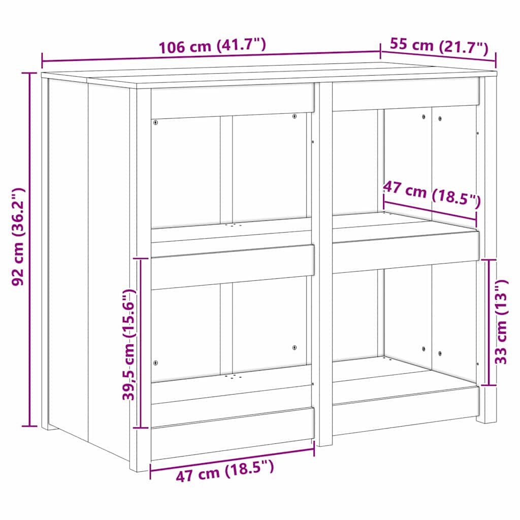 vidaXL Ντουλάπα Κουζίνας με ράφι Καφέ 106 x 55 x 92 cm ξύλο duglasias
