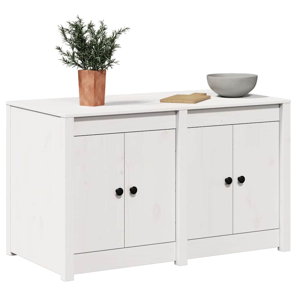 vidaXL Ντουλάπα Κουζίνας Λευκό 106 x 55 x 64 cm Μασίφ ξύλο πεύκου