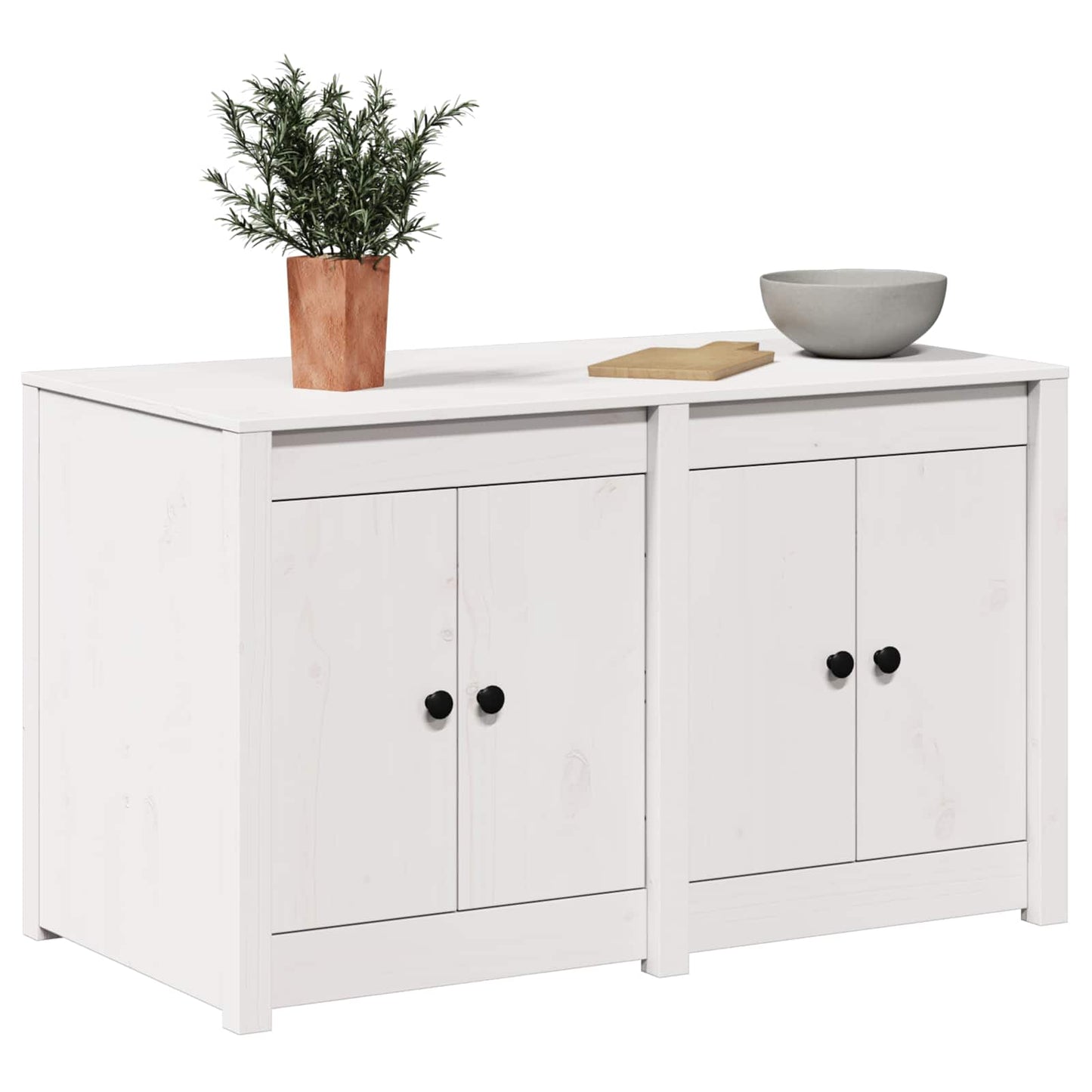 vidaXL Ντουλάπα Κουζίνας Λευκό 106 x 55 x 64 cm Μασίφ ξύλο πεύκου