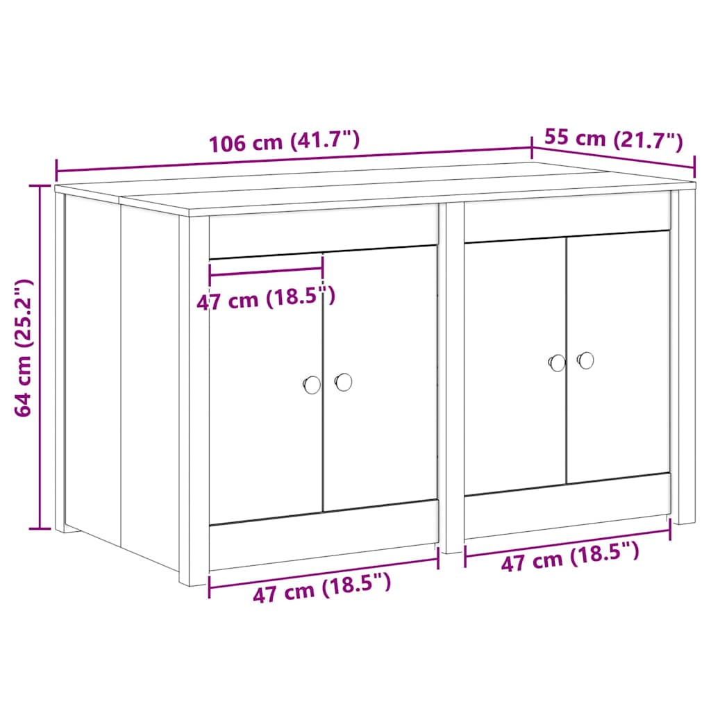 vidaXL Ντουλάπα Κουζίνας Καφέ 106 x 55 x 64 cm Μασίφ ξύλο πεύκου
