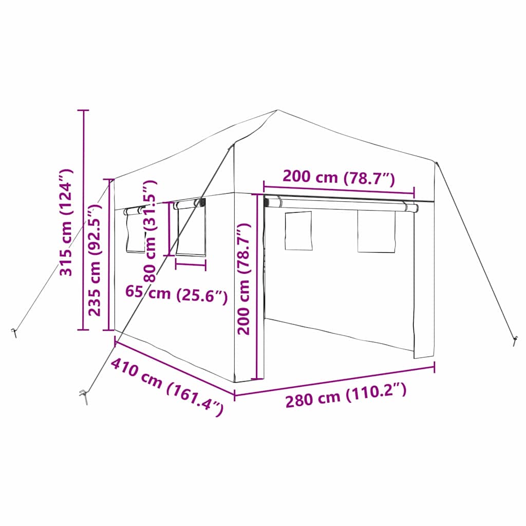 vidaXL Θερμοκήπιο με στέγη Πράσινο 280 x 410 x 315 εκ Ατσάλι