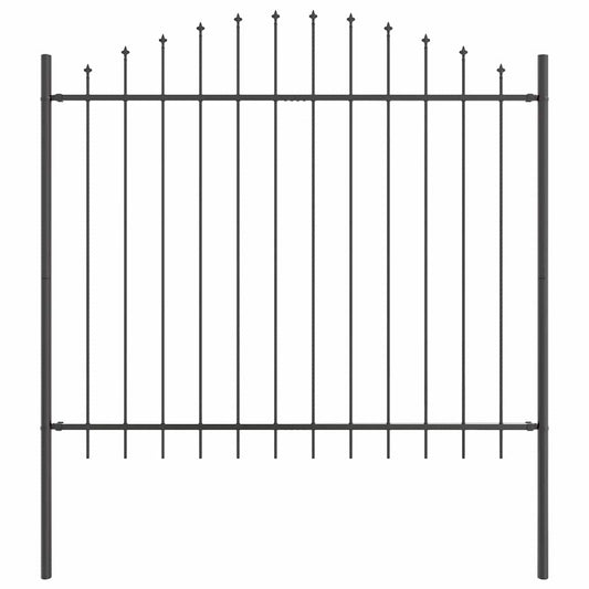 Περίφραξη κήπου vidaXL με καμπυλωτή κορυφή, γκρι, 1,7x1,25 μ, από ατσάλι