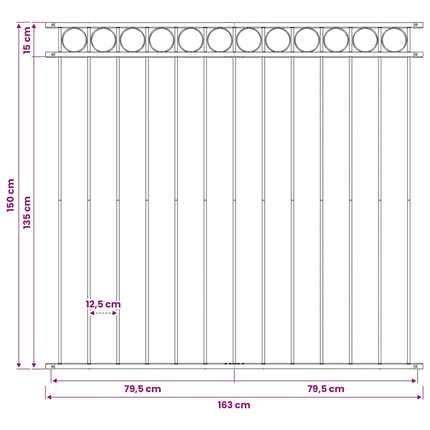 vidaXL Στοιχείο Φράχτη ASSEN 163 x 150 εκ Ατσάλι Γκρι