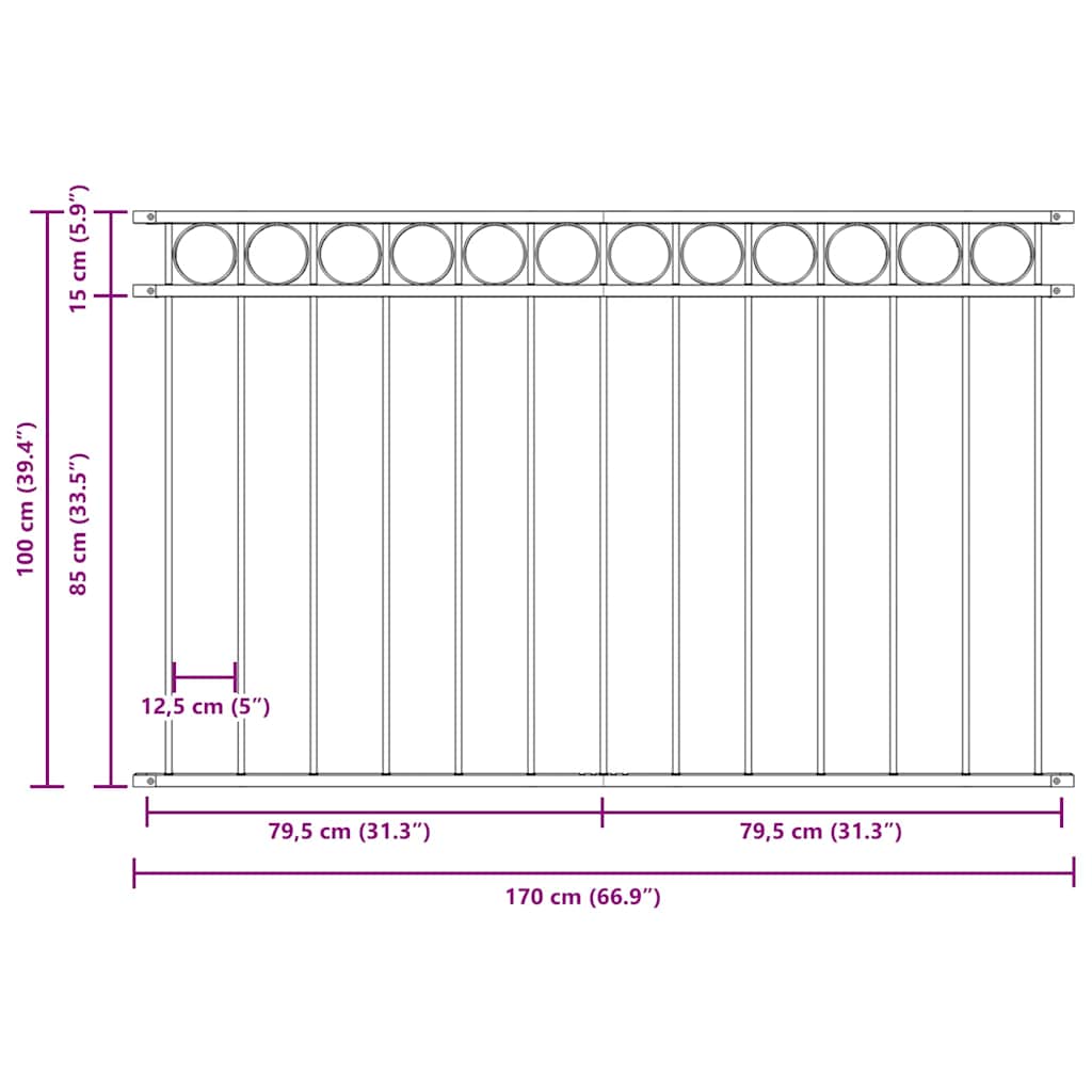 vidaXL Φράχτης Κήπου Λευκό Ατσάλι
