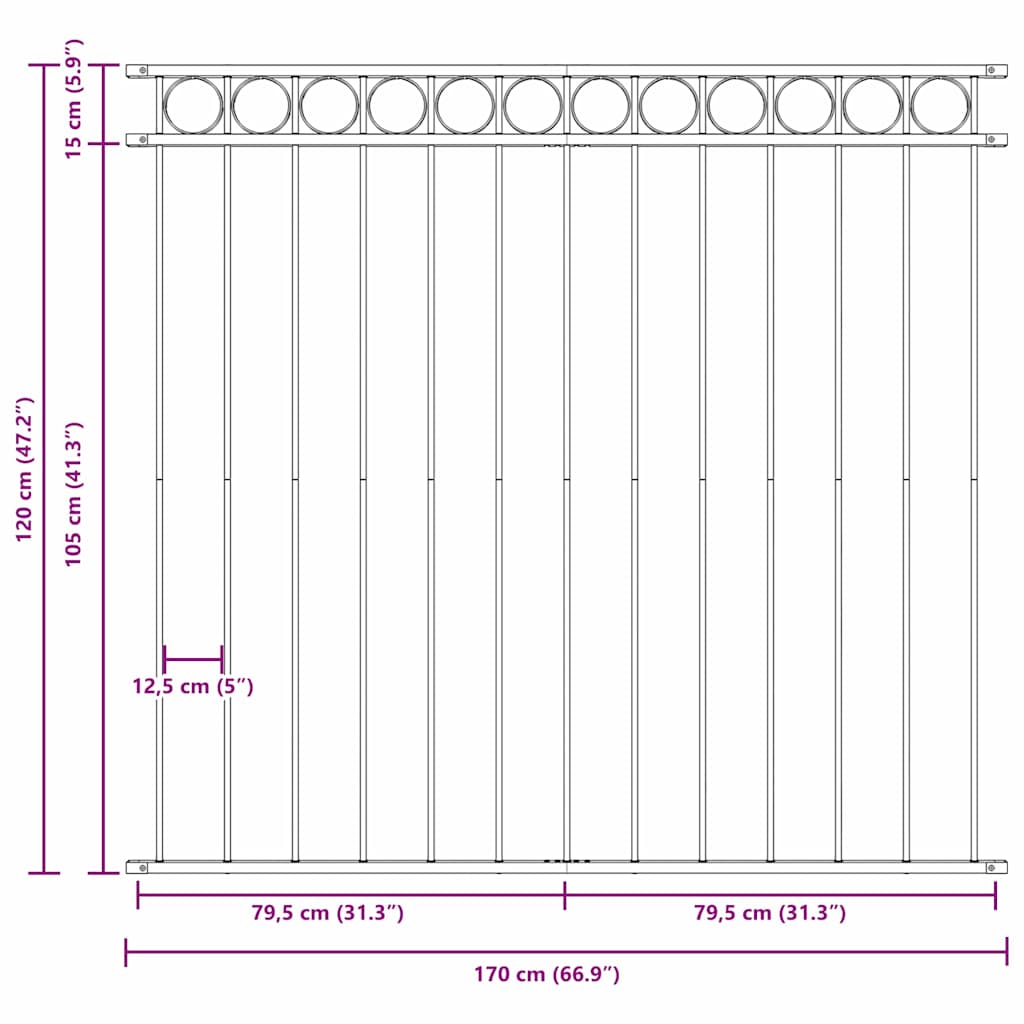 vidaXL Φράχτης Κήπου Λευκό Ατσάλι