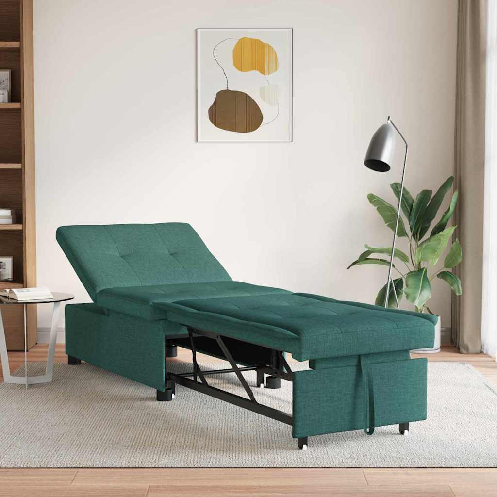 vidaXL Καναπές Κρεβάτι Σκούρο Πράσινο 194 x 50 x 82 εκ. ύφασμα