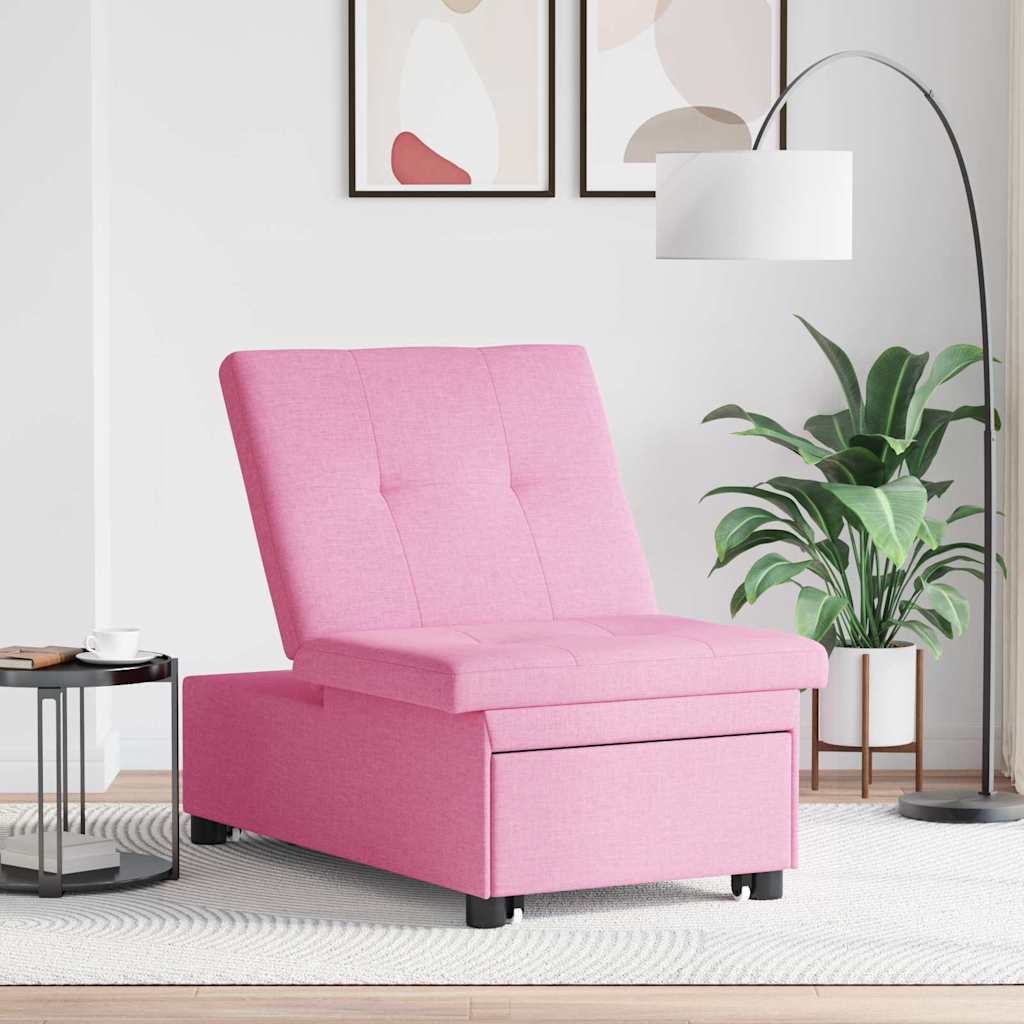 vidaXL Καναπές Κρεβάτι Ροζ 194 x 50 x 82 εκ. ύφασμα