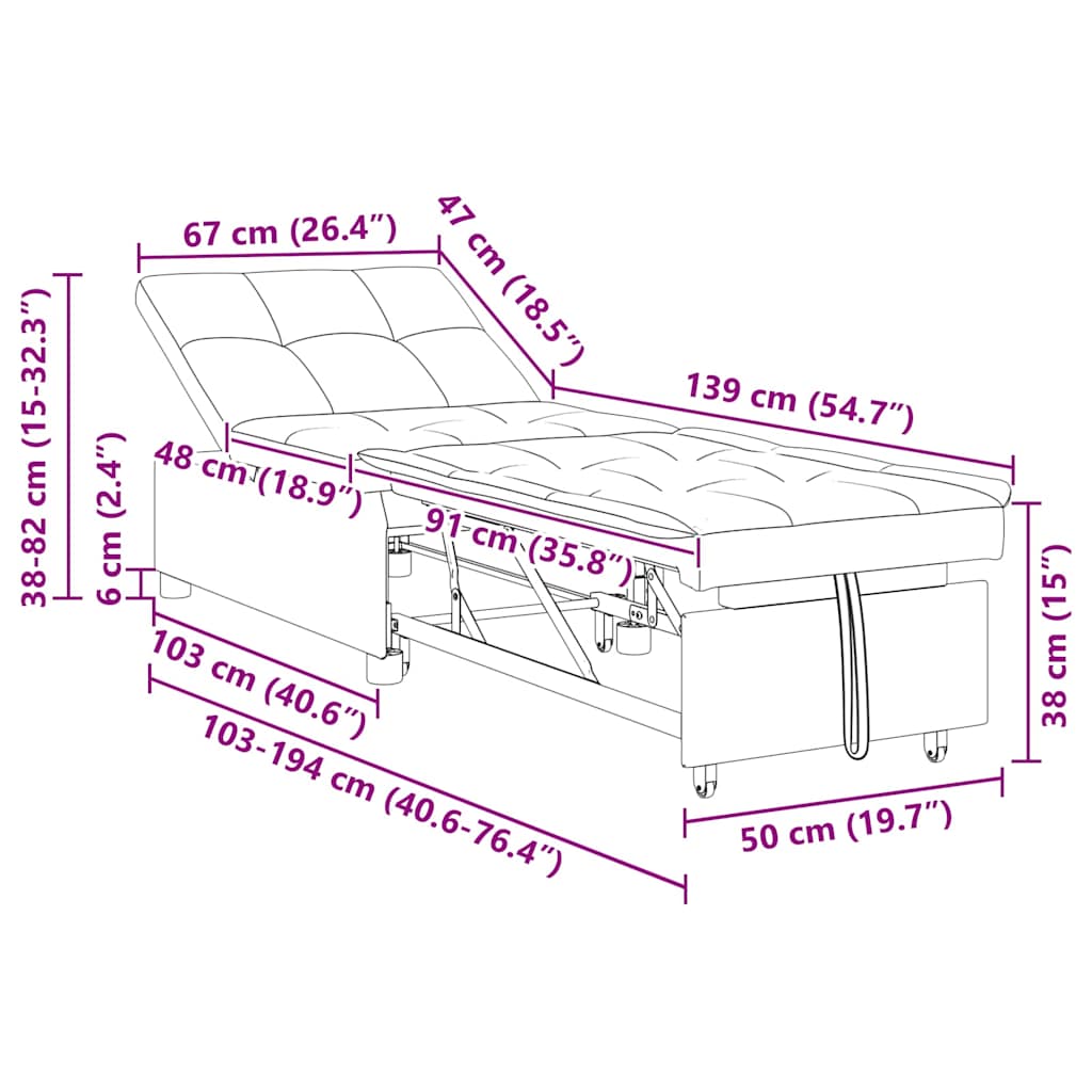 vidaXL Κρεβάτι καναπές Ανοιχτό Πράσινο 194 x 67 x 82 εκ Βελούδο