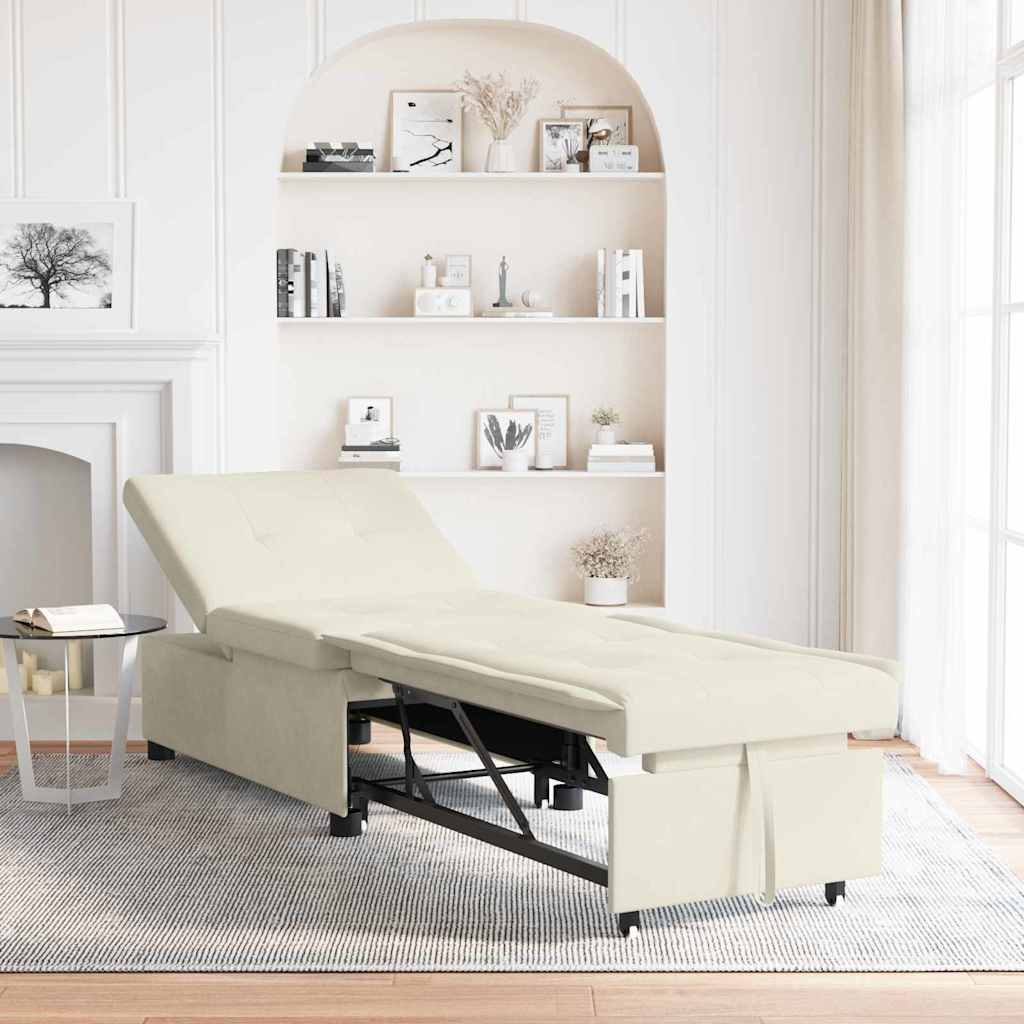 vidaXL Κρεβάτι καναπές Κρεμ 194 x 67 x 82 εκ Βελούδο