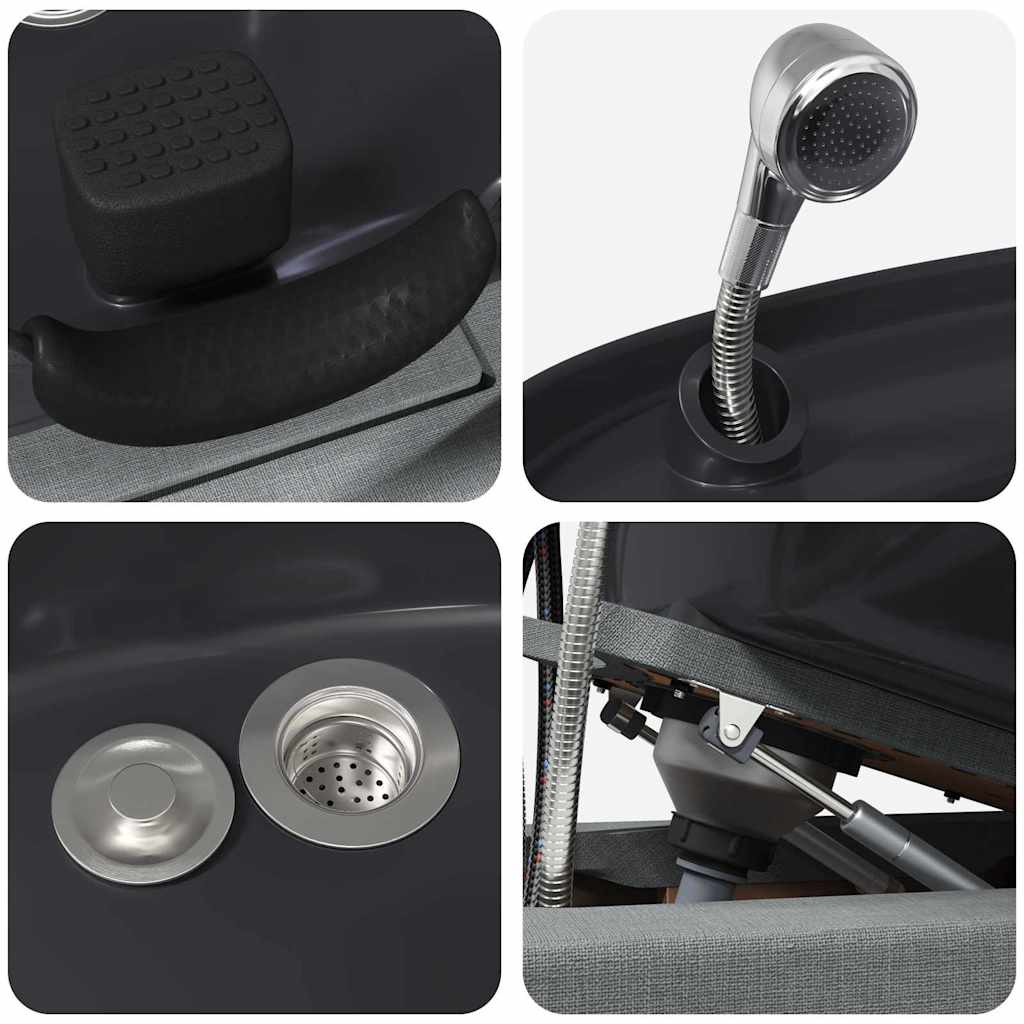 vidaXL Καρέκλα Σαμπουάν Απαλός Γκρι και Μαύρος 63 x 141 x 92 εκ ύφασμα