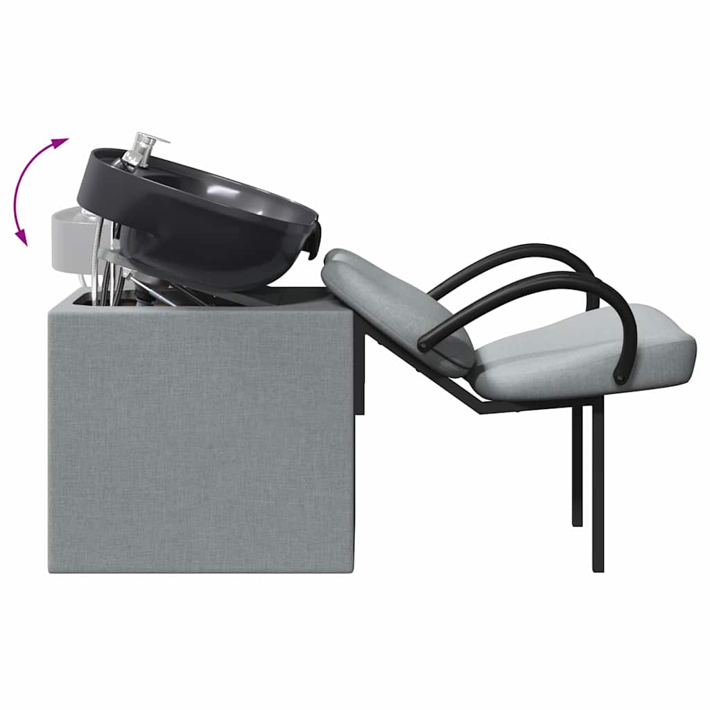 vidaXL Καρέκλα Σαμπουάν Απαλός Γκρι και Μαύρος 63 x 141 x 92 εκ ύφασμα