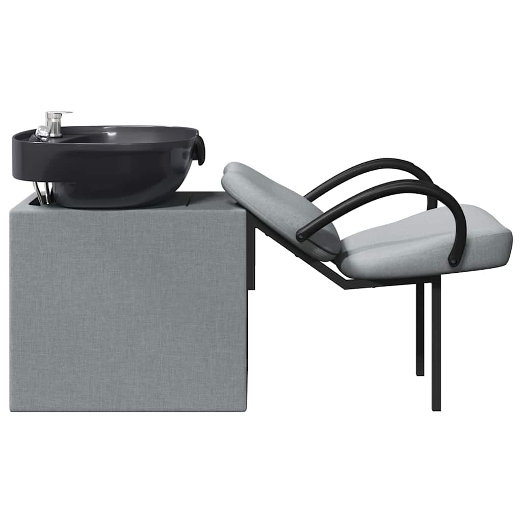 vidaXL Καρέκλα Σαμπουάν Απαλός Γκρι και Μαύρος 63 x 141 x 92 εκ ύφασμα