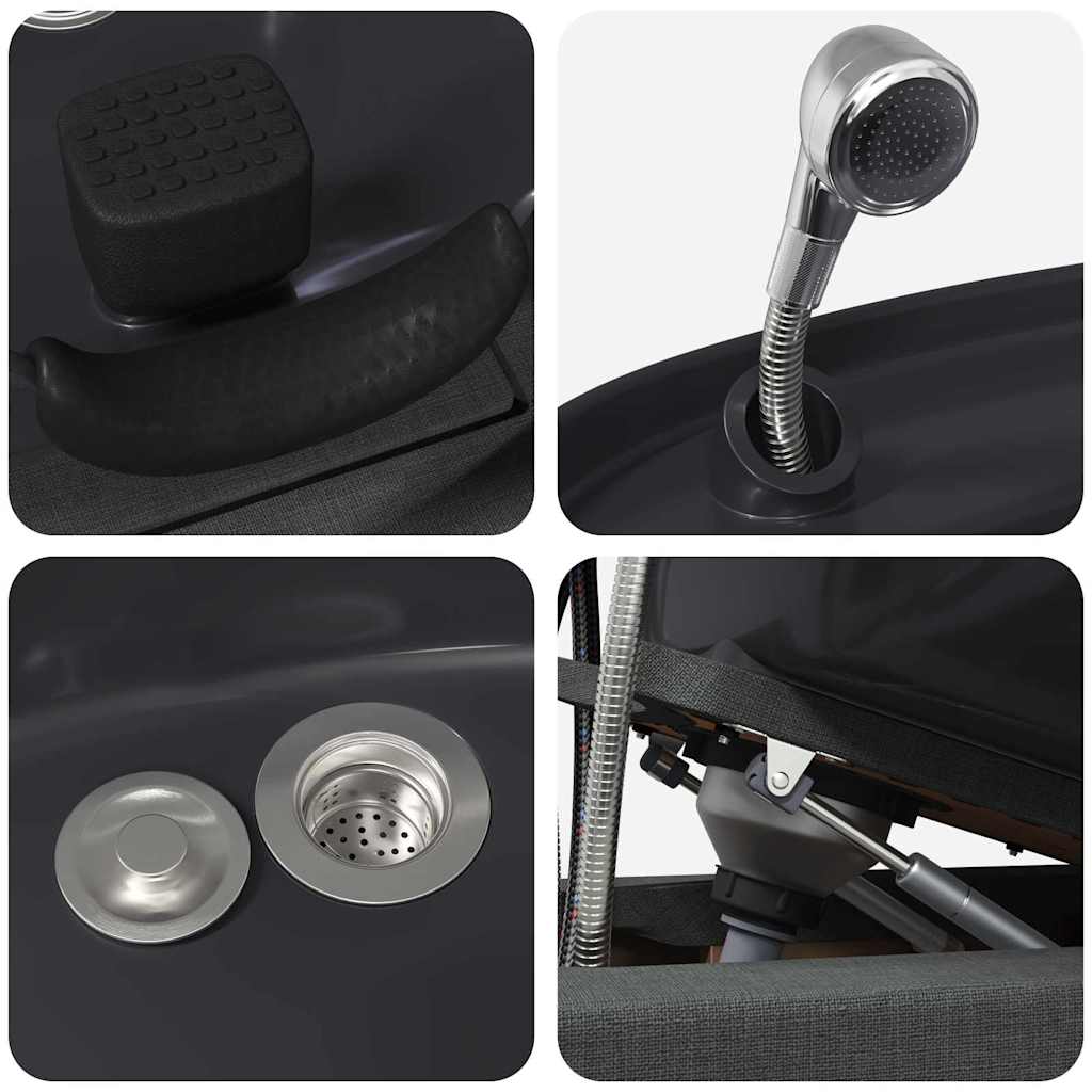 vidaXL Καρέκλα Σαμπουάν Σκούρο Γκρι και Μαύρο 63 x 141 x 92 εκ ύφασμα