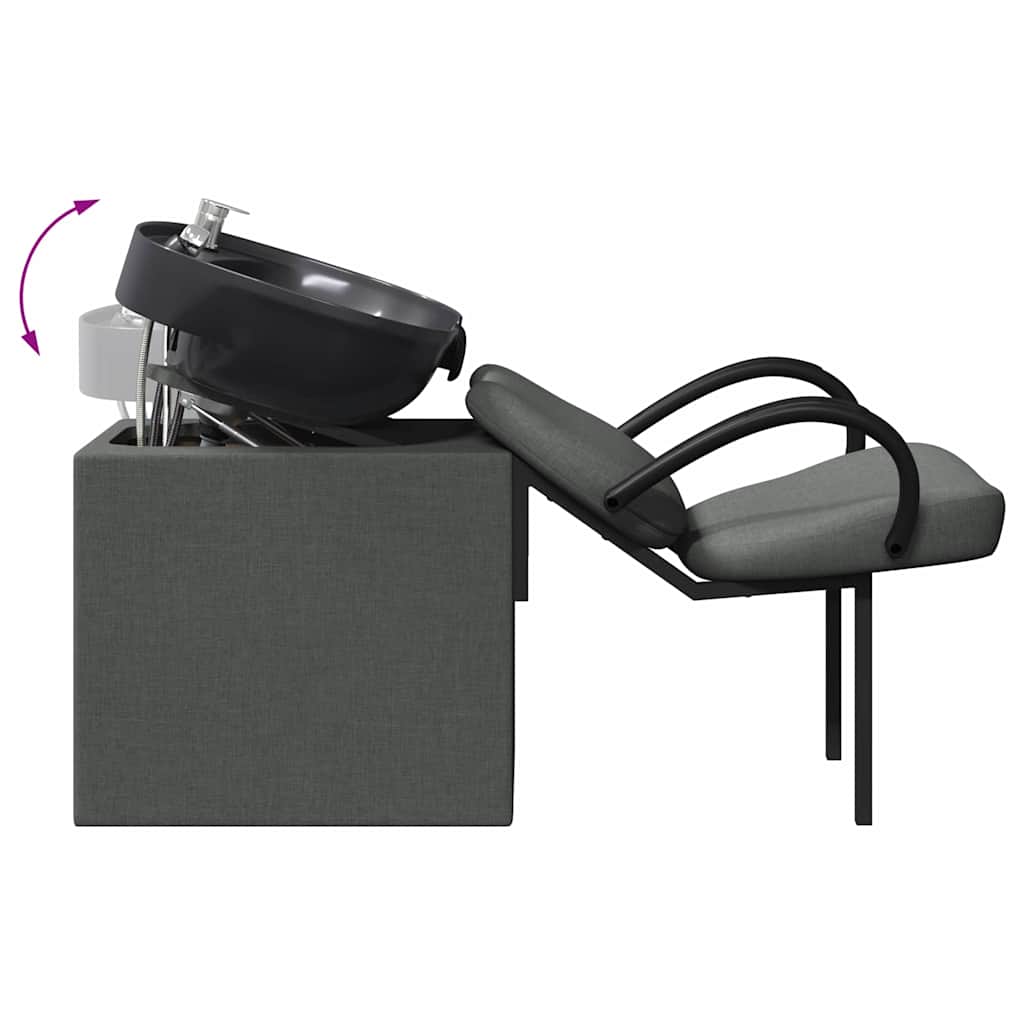 vidaXL Καρέκλα Σαμπουάν Σκούρο Γκρι και Μαύρο 63 x 141 x 92 εκ ύφασμα