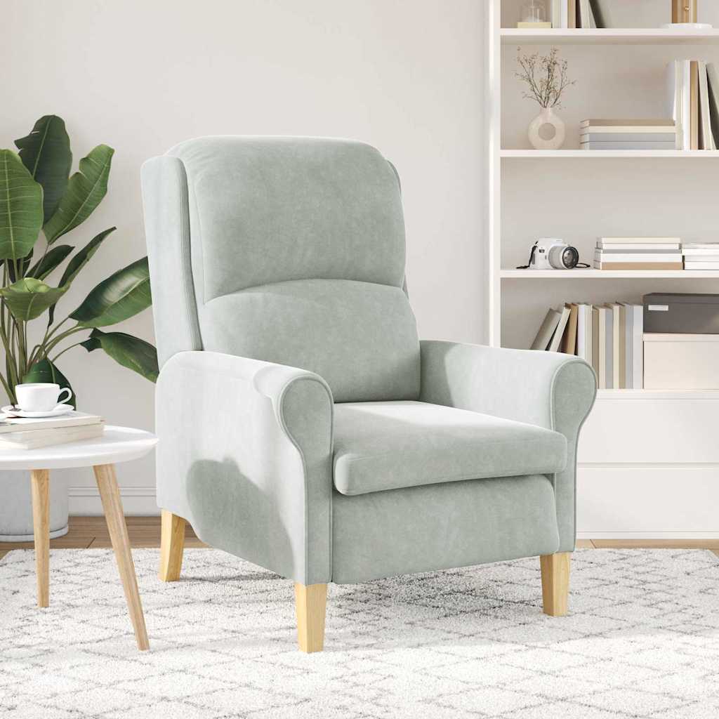 vidaXL Πολυθρόνα Ανοιχτό γκρι 76 x 94 x 102 εκ. Βελούδο