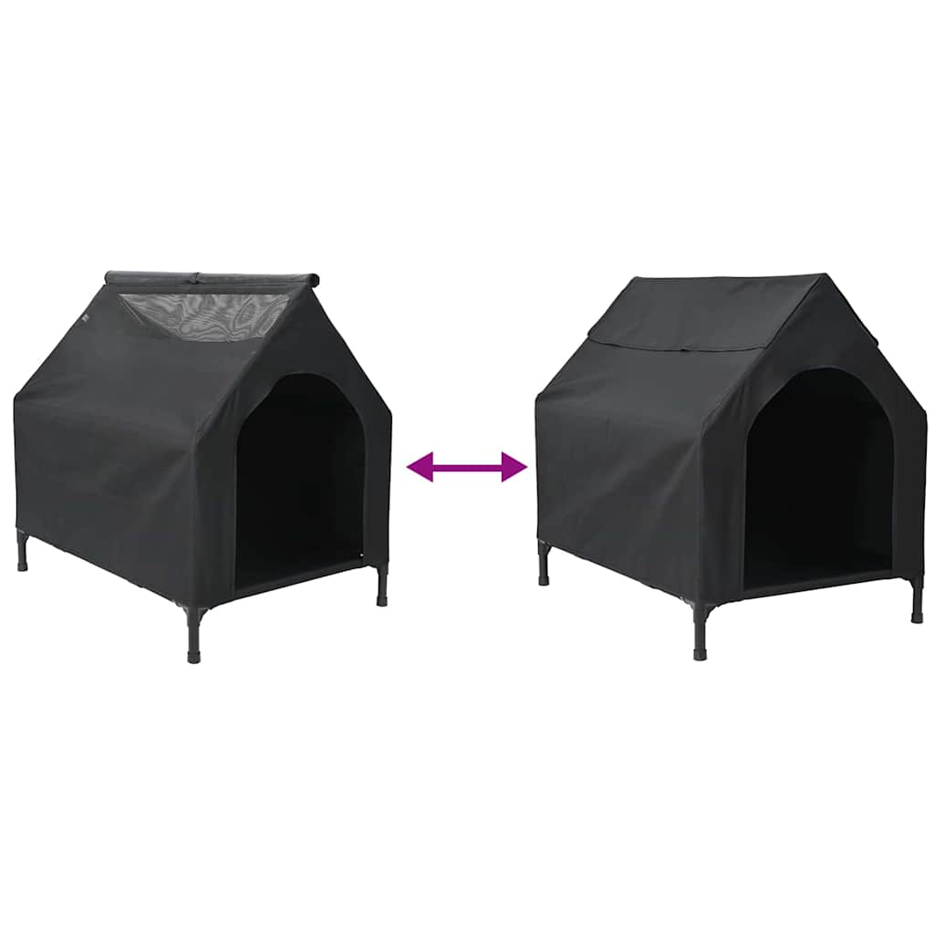 vidaXL Σπίτι Σκύλου Μαύρο Ανθεκτικό Πολυεστέρα και Χάλυβα