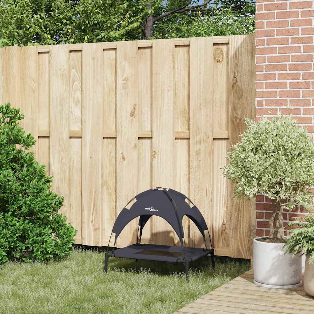 vidaXL Υπερυψωμένο Κρεβάτι Σκύλου με Αφαιρούμενη Στέγη Μαύρο S Χάλυβας